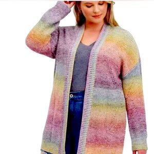 💕4/$40 (0039) Torrid Rainbow sweater cardigan pink purple sz 00 M L